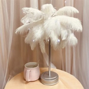 Remote Control Feather Table Lamp USB Battery
